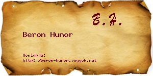 Beron Hunor névjegykártya